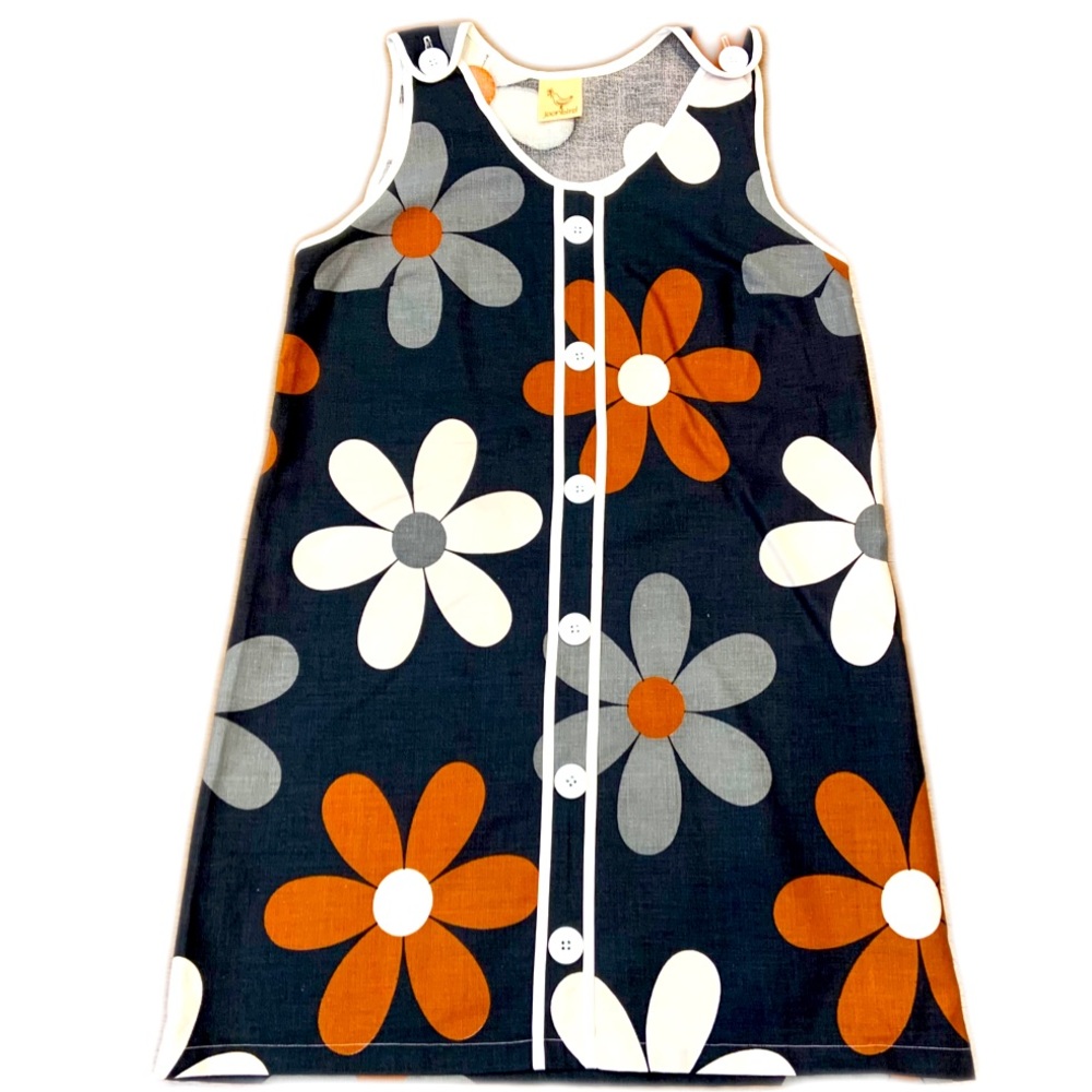 Floral Sleeveless Midi Dress - Black, Orange, White